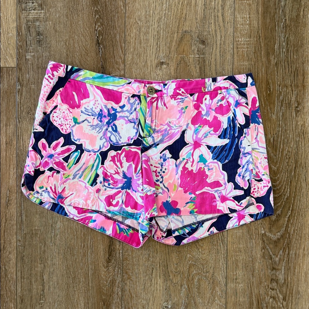 Lilly Pulitzer Pink and Blue Floral High Waist Shorts